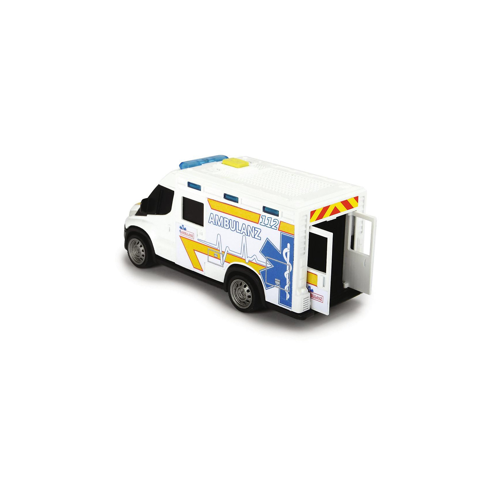 фото Машинка скорой помощи dickie toys iveco daily, 18 см, свет и звук