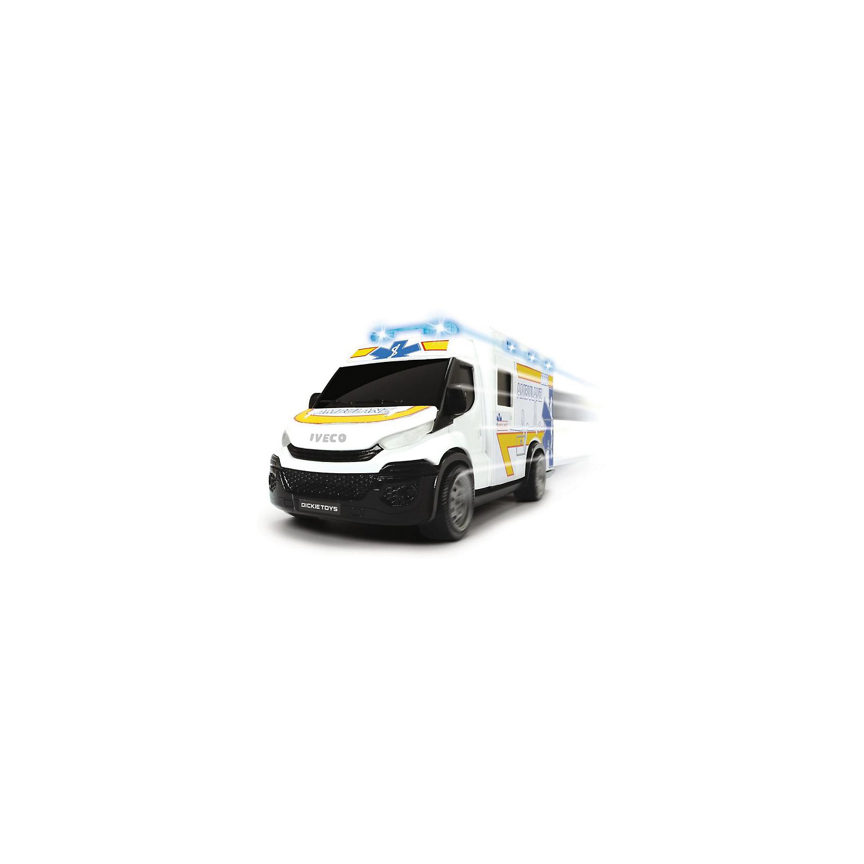 фото Машинка скорой помощи dickie toys iveco daily, 18 см, свет и звук