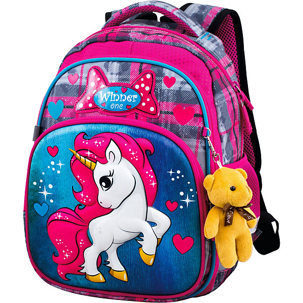 

Рюкзак дошкольный Winner One 1705 + брелок мишка, Rosa/grau, Рюкзак дошкольный Winner One 1705 + брелок мишка