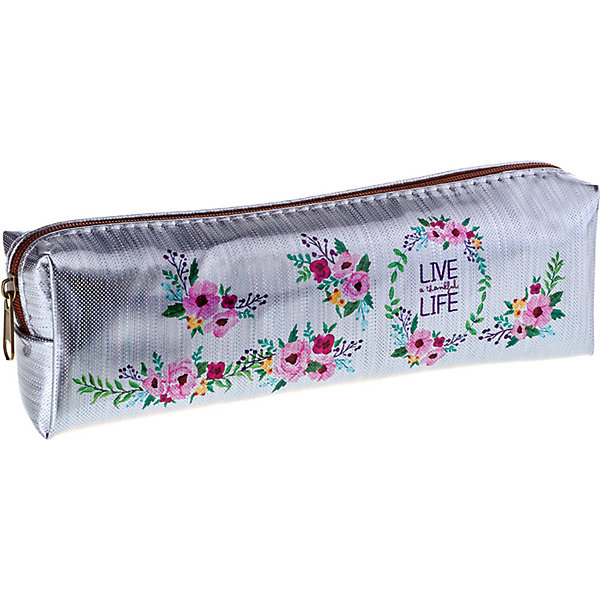 

Пенал-косметичка ArtSpace Floral, Серебряный, Пенал-косметичка ArtSpace Floral
