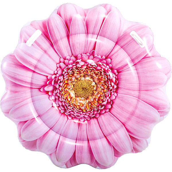 фото Надувной матрас для плавания intex розовый цветок с ручками, 142х142 см