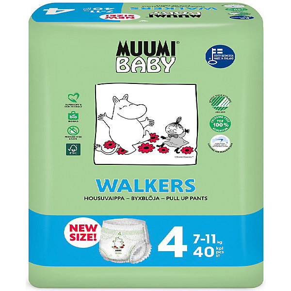 

Подгузники-трусики Muumi Maxi+ 7-11кг, 40 шт, Разноцветный, Подгузники-трусики Muumi Maxi+ 7-11кг, 40 шт