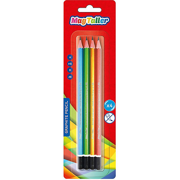 

Карандаши чернографитные MagTaller, 4 шт, Черный, Карандаши чернографитные MagTaller, 4 шт