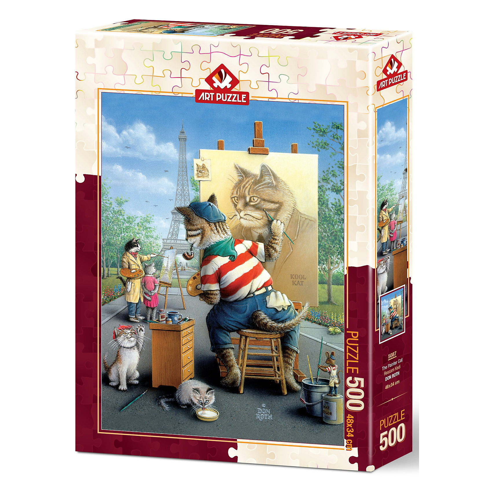 фото Пазл art puzzle кот художник, 500 деталей