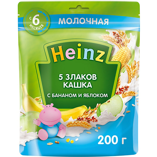 

Каша Heinz молочная 5 злаков банан яблоко Омега 3, с 6 мес