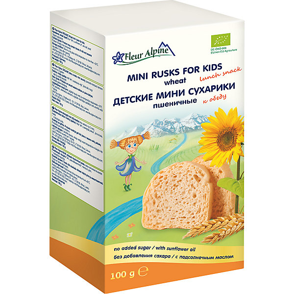 

Детские мини-сухарики Fleur Alpine пшеничные, с 3 лет