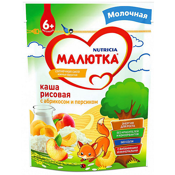 

Каша Малютка молочная рисовая с абрикосом и персиком, с 6 мес