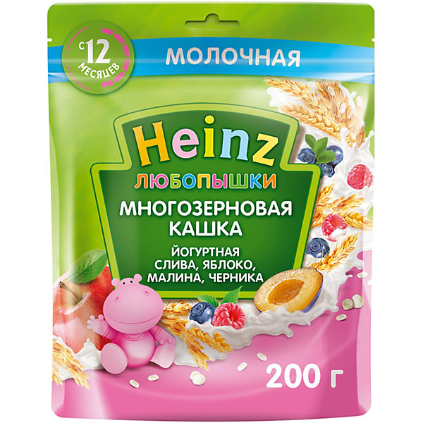 

Каша Heinz йогуртная многозерновая слива яблоко малина черника, с 12 мес