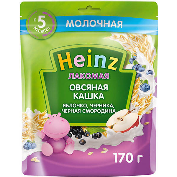 фото Каша heinz лакомая молочная овсяная яблоко черника смородина, с 5 мес