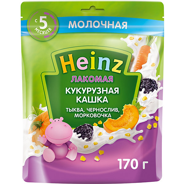 фото Каша heinz лакомая молочная кукурузная тыква чернослив морковь, с 5 мес