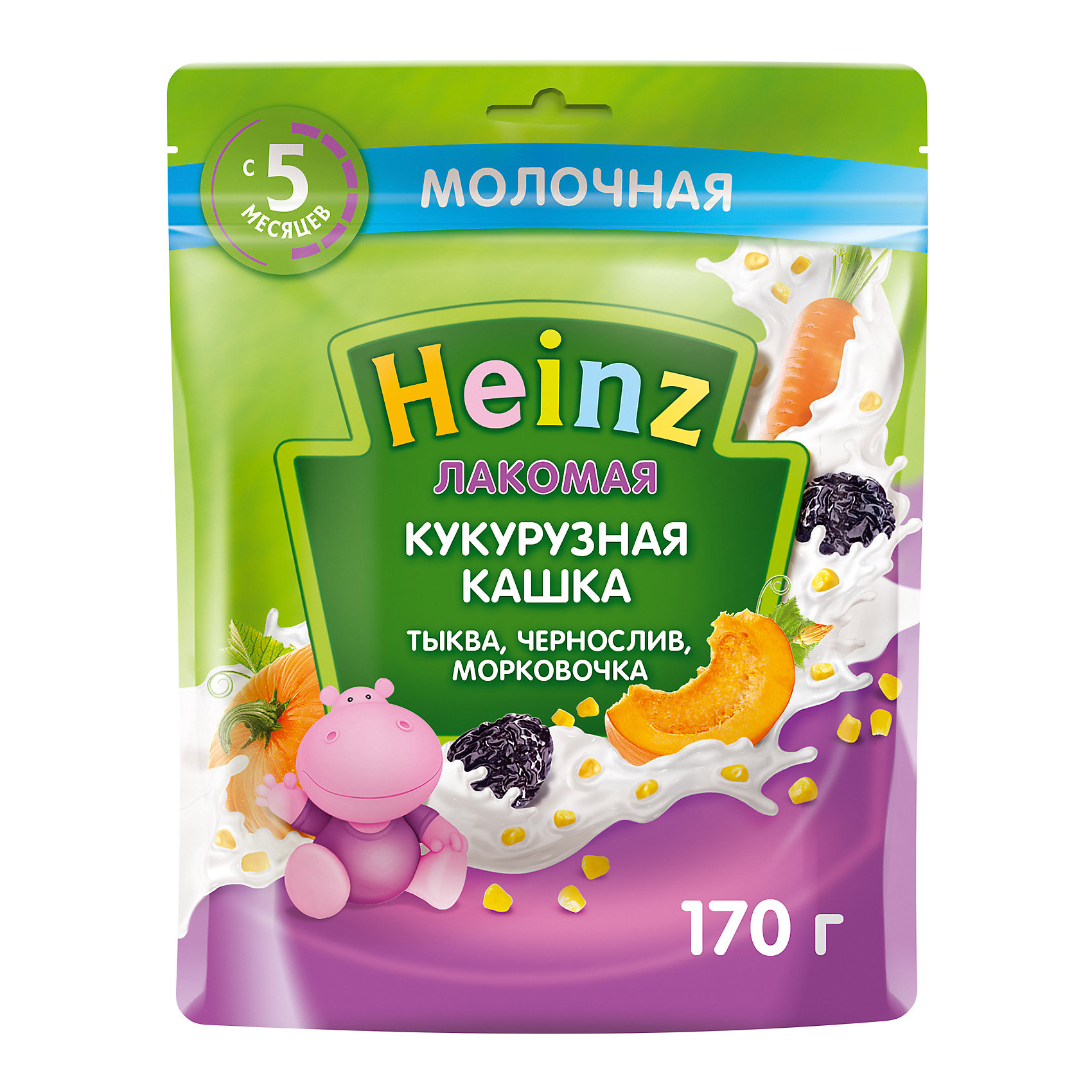 фото Каша heinz лакомая молочная кукурузная тыква чернослив морковь, с 5 мес