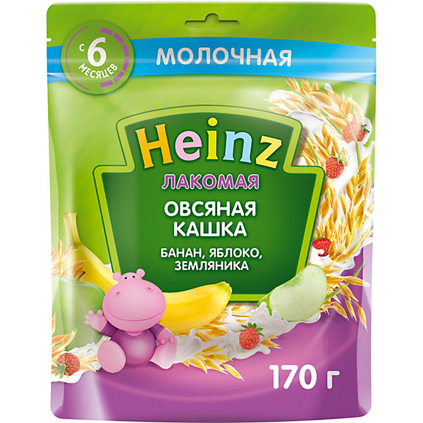 фото Каша heinz лакомая молочная овсяная яблоко банан земляника, с 6 мес