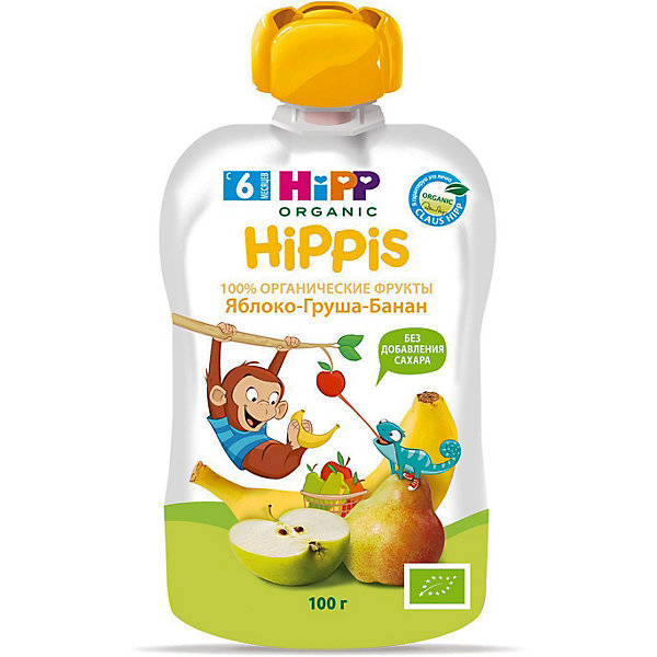 

Пюре HiPP HiPPis яблоко, груша, банан, с 6 мес, 6 шт