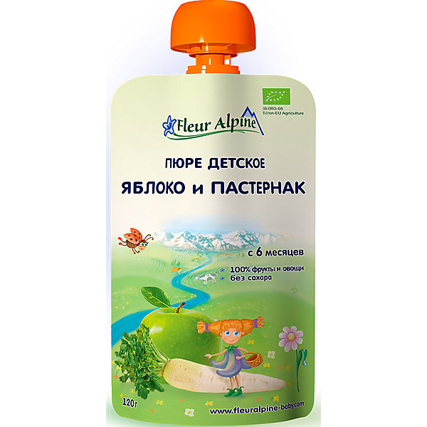 

Пюре Fleur Alpine яблоко-пастернак, с 6 мес, 6 штук