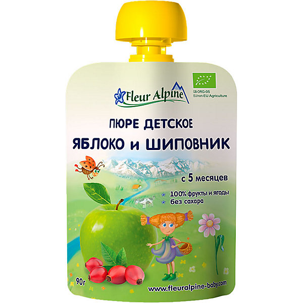 Пюре Fleur Alpine яблоко-шиповник, с 5 мес, 6 штук 15329038