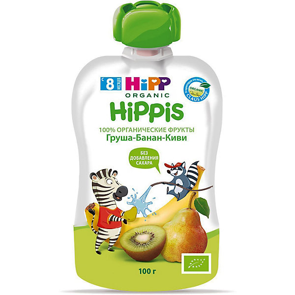 

HiPP- пюре груша, банан, киви "HiPPis"(пауч) 8 мес., 100/6