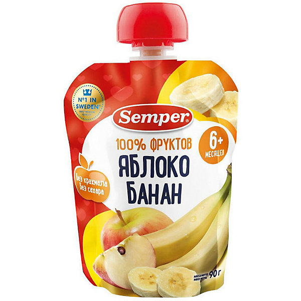 

Пюре Semper яблоко и банан, с 6 мес, 12 шт