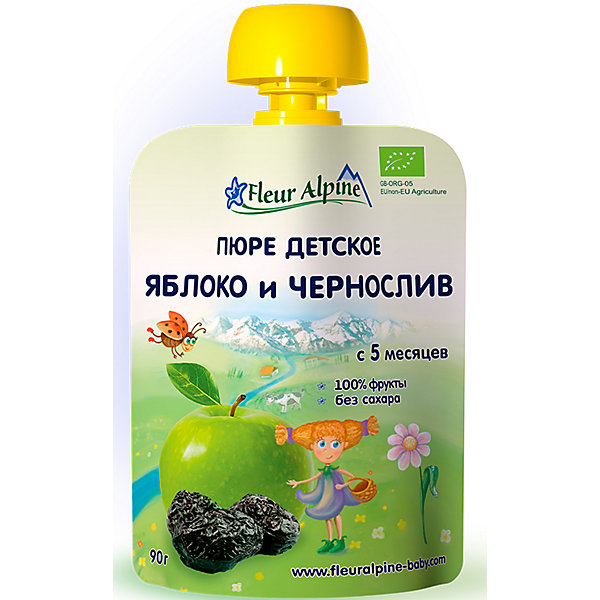 

Пюре Fleur Alpine яблоко-чернослив, с 5 мес, 6 штук