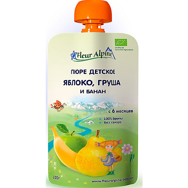 Fleur Alpine Пюре Fleur Alpine яблоко-груша-банан, с 6 мес, 6 штук