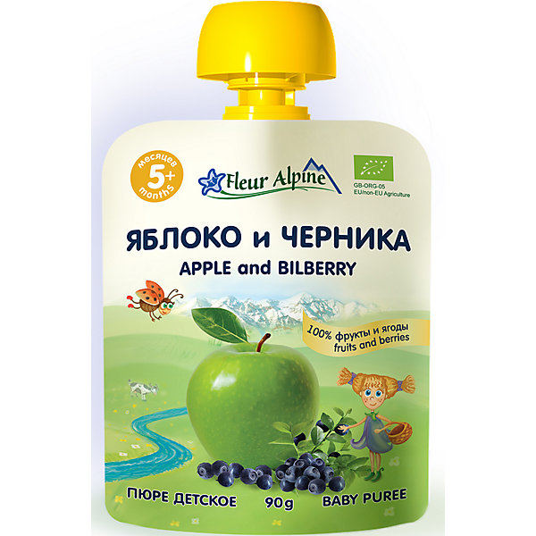 

Fleur Alpine - пюре яблоко-черника (пауч), 5 мес., 90/6