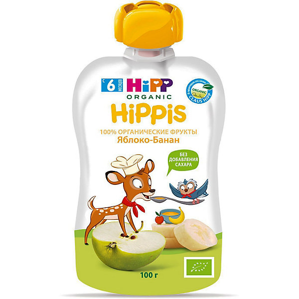 

Пюре HiPP HiPPis яблоко, банан, с 6 мес, 6 шт