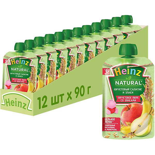 

Heinz - пюре фруктовый салатик и злаки (пауч), 6 мес., 90/12