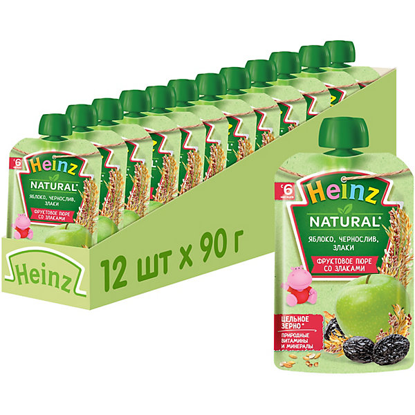 

Пюре Heinz яблоко, чернослив и злаки, с 6 мес, 12 штук