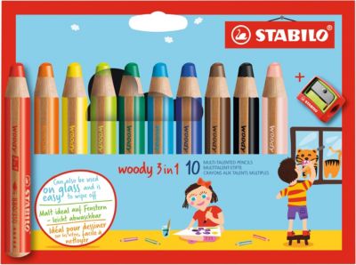 Набор супертолстых цветных карандашей Stabilo Woody 10цв+точилка, картон, new design, артикул:1550470 - Рисование и раскрашивание Набор супертолстых цветных карандашей Stabilo Woody 10цв+точилка, картон, new design, артикул:1550470 - Рисование и раскрашивание