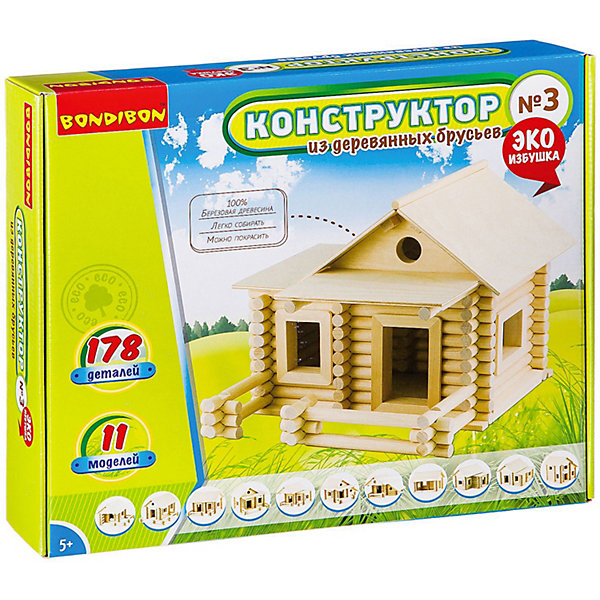 

Конструктор из брусьев Bondibon № 3, 178 деталей, Разноцветный, Конструктор из брусьев Bondibon № 3, 178 деталей