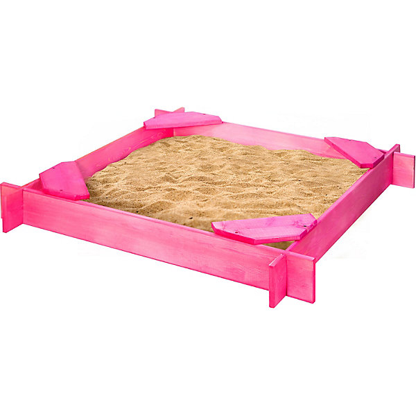 фото Деревянная песочница "нимфа" (4 сидения, пропитка), цв. розовый paremo
