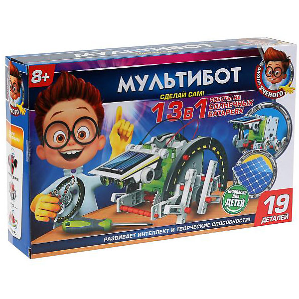 

Игрушка опыты "школа ученого" мультибот 13-в-1 на солнечных батареях в русс. кор. в кор.2*24шт