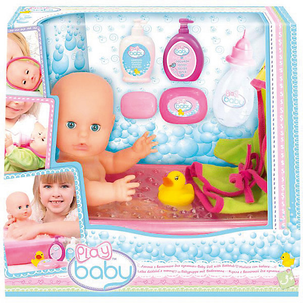 

Кукла-пупс Play Baby Набор для купания, Розовый, Кукла-пупс Play Baby Набор для купания