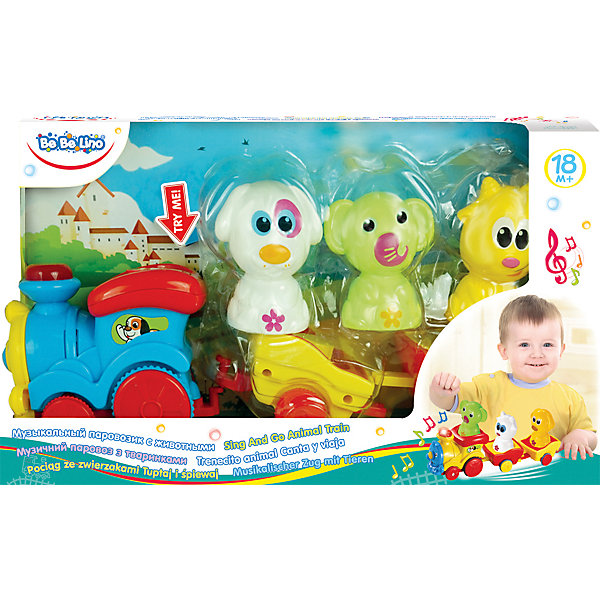 

Интерактивная игрушка Bebelino Музыкальный паровозик с животными, Голубой, Интерактивная игрушка Bebelino Музыкальный паровозик с животными