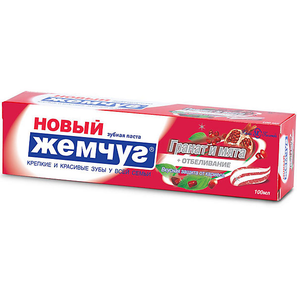 

Зубная паста Новый Жемчуг Нежное отбеливание гранат и мята, 100 мл