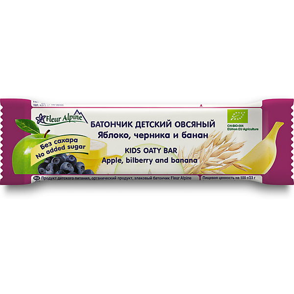

Батончики Fleur Alpine яблоко, черника, банан, с 3 лет, 16 шт по 23 г