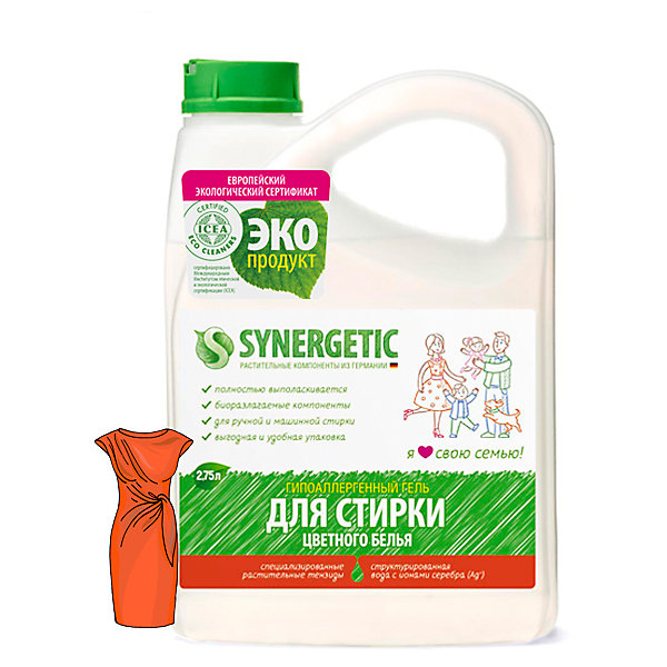 

Гель для стирки цветного белья Synergetic, 2,75 л