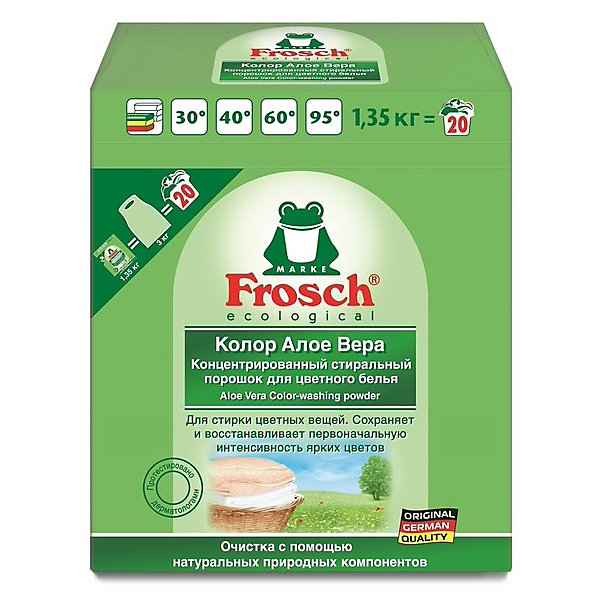 

Стиральный порошок Frosch Колор Алоэ Вера для цветного белья, 1,35 кг