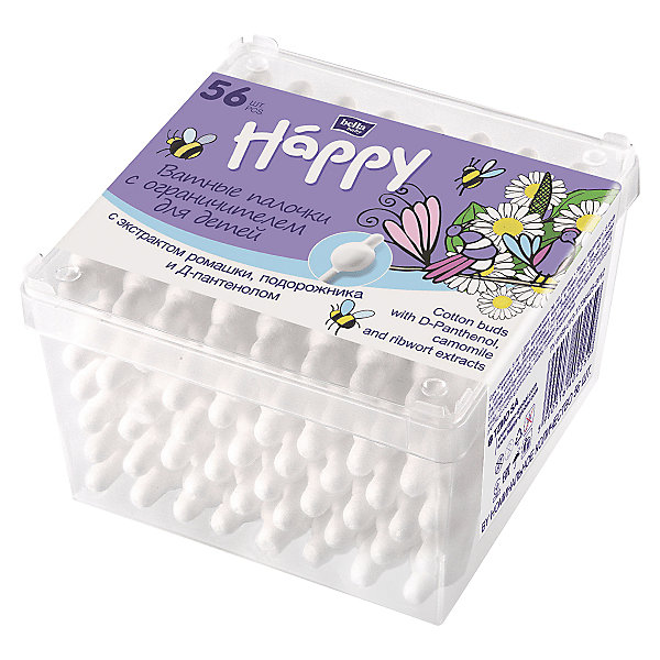 

Ватные палочки Bella Baby Happy с экстрактом ромашки, 56 шт
