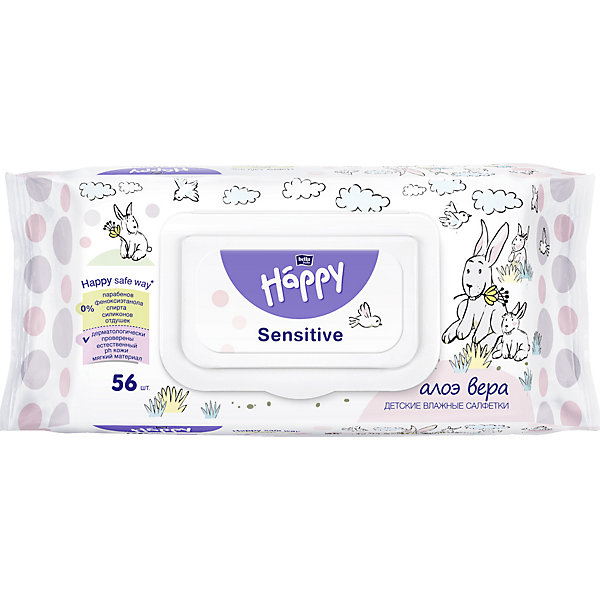 

Влажные салфетки Bella Happy Sensitive Aloe Vera, 56 шт