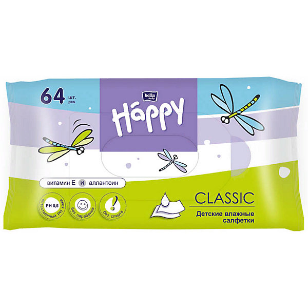 

Влажные салфетки Bella Happy Classik, 64 шт