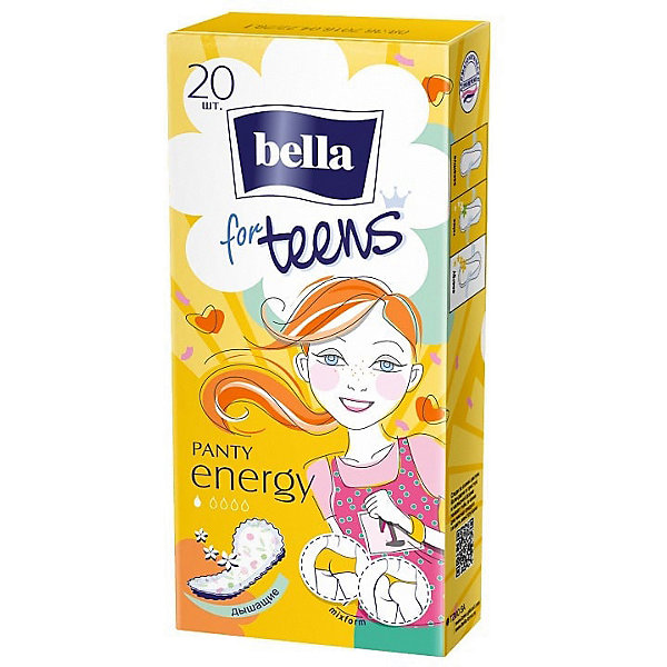 Ежедневные прокладки For Teens Energy deo экстратонкие, 20 шт Bella 15862429