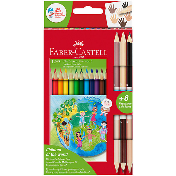 

Набор цветных карандашей Faber-Castell "Дети мира", 18 цветов, Красный, Набор цветных карандашей Faber-Castell "Дети мира", 18 цветов