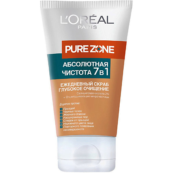 

Скраб для лица 7 в 1 L'Oreal Paris Pure Zone, 150мл