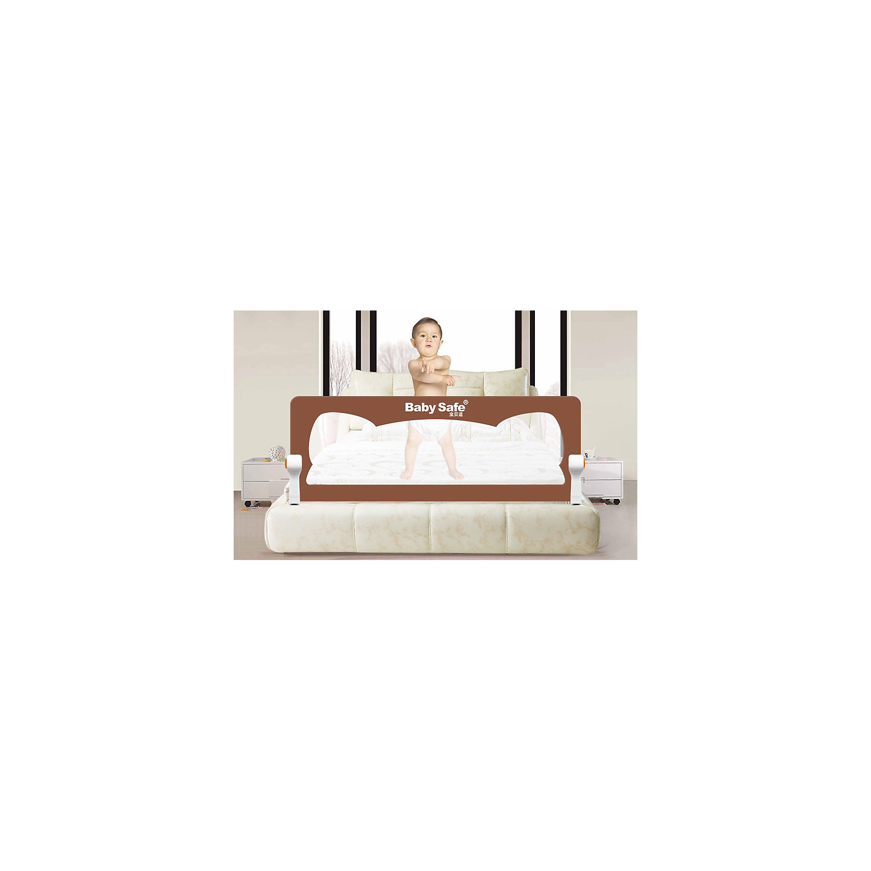 фото Барьер для кроватки baby safe ушки, 180х42 коричневый