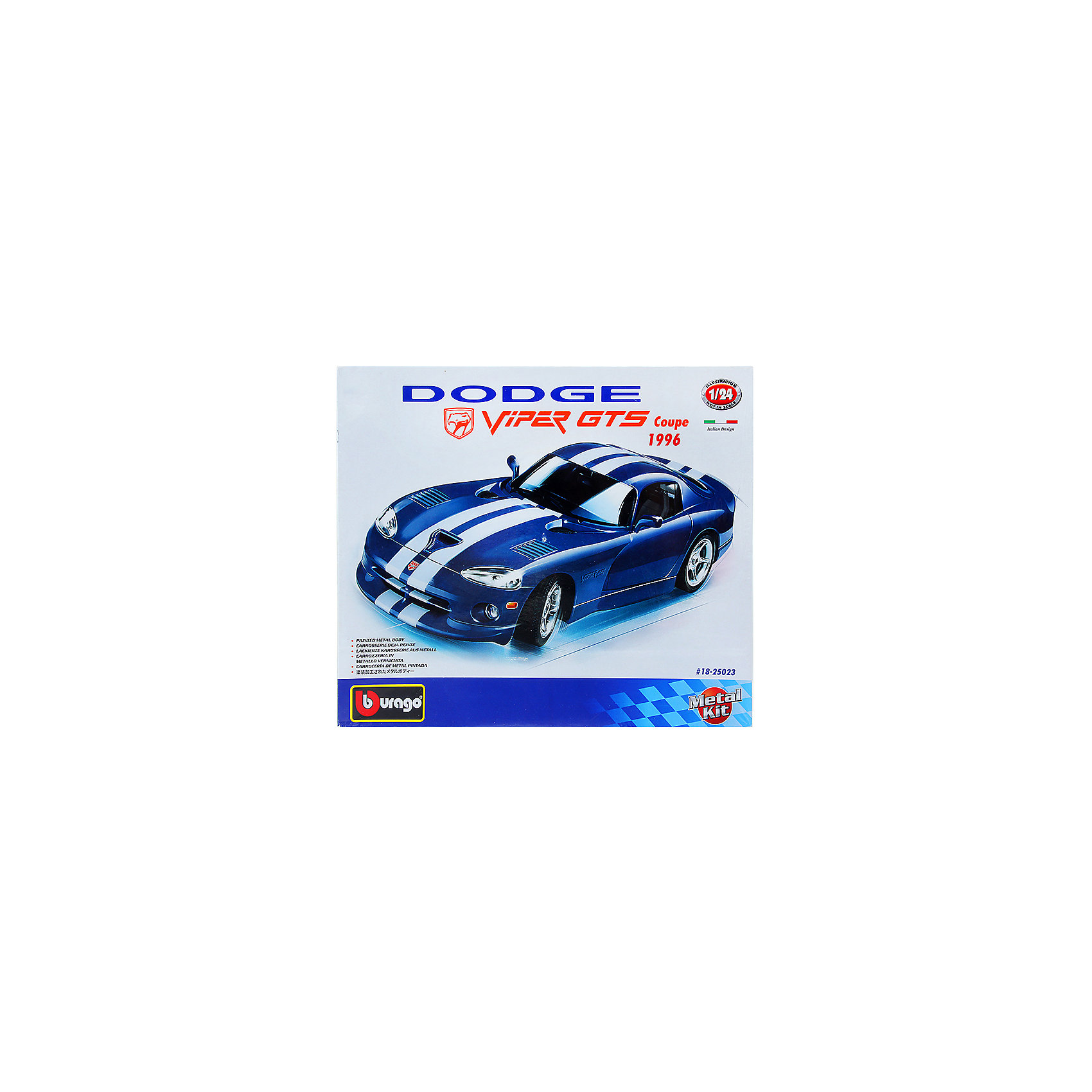 фото Модель для сборки bburago dodge viper gts coupe, 1:24