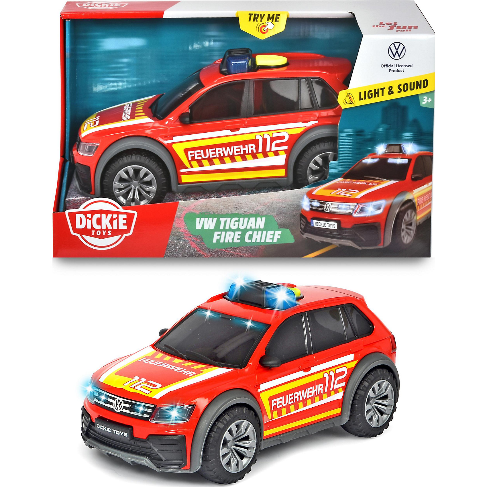 фото Пожарная машина dickie toys vw tiguan r-line свет, звук, 25 см