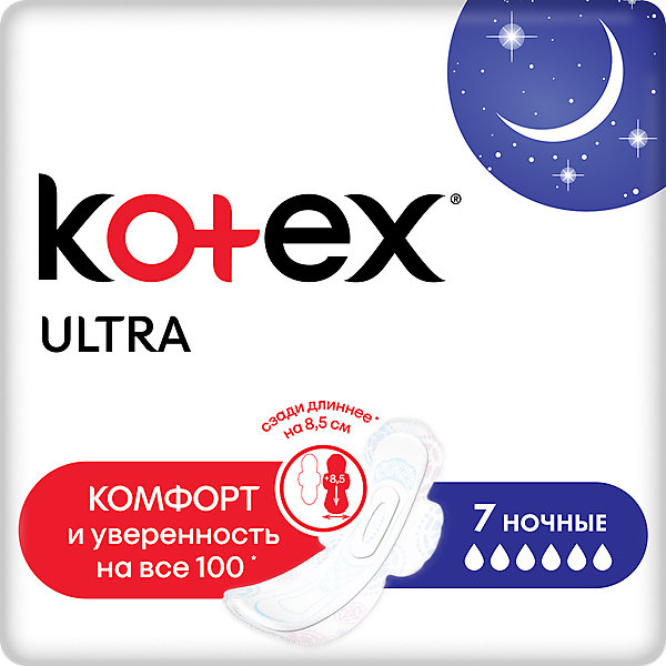 

Ультратонкие прокладки Kotex Ultra Net Night, 7 штук