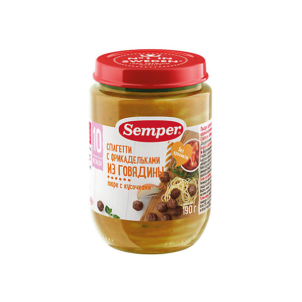 

Пюре Semper спагетти с фрикадельками из говядины с 10 мес, 12 шт х 190 г