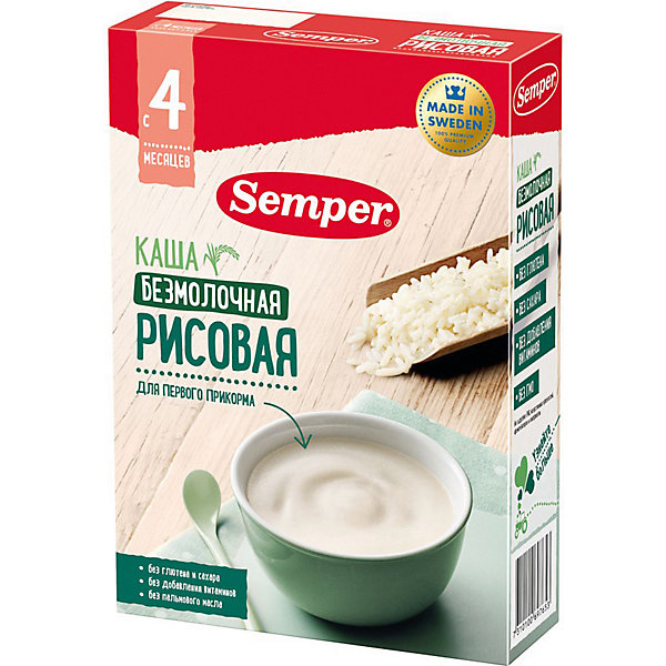 фото Сухая безмолочная каша semper рисовая, с 4 мес, 180 г