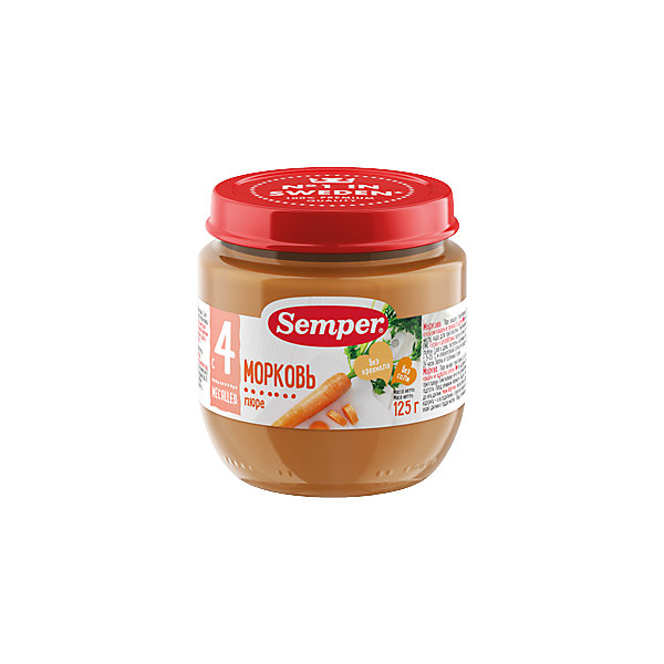 

Пюре Semper Морковь с 4 мес, 12 шт х 125 г